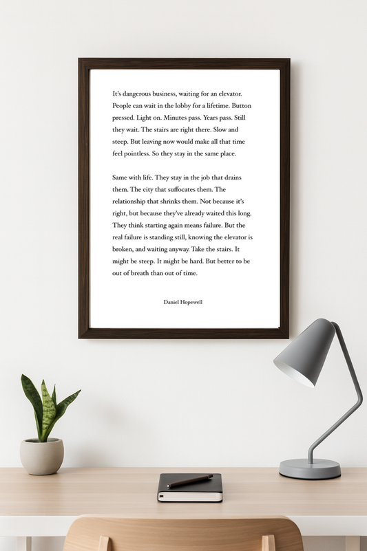 Elevator - Classic Matte Paper Wooden Framed Poster